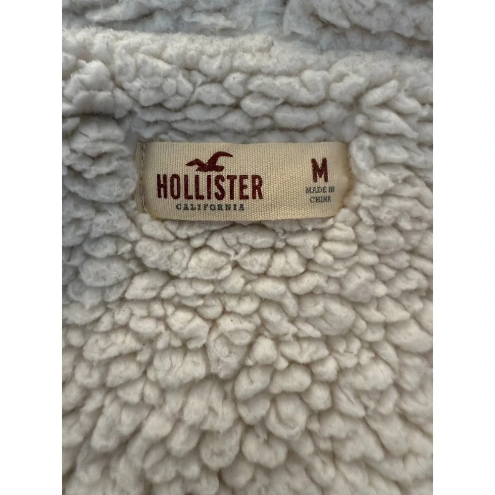 Hollister Womens Oatmeal Sherpa Lined Open Front Cardigan‎ Jacket Medium